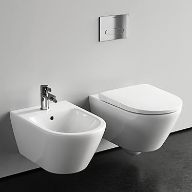 Duravit D-Neo: Stylish Wall-Hung WC & Bidet 3D model image 1 