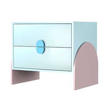 Memphis Post-Modern Blue Pink Nightstand 3D model image 1 