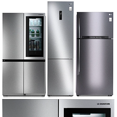 LG Refrigerator Set: Side-by-Side, Freezer, Top-Freezer 3D model image 1 