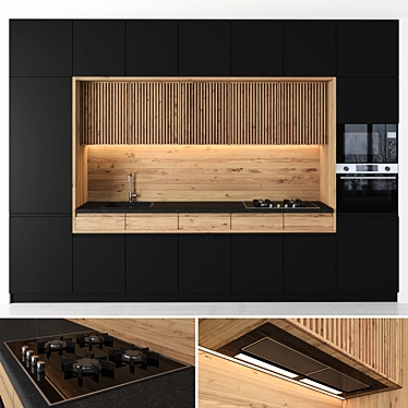 Modern Modular Kitchen: High-Quality Renders 3D model image 1 