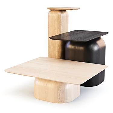 Nikari April: Solid Wood Coffee & Side Tables 3D model image 1 