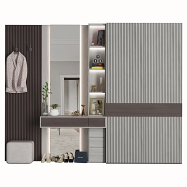 Modern Hallway Storage Set 3D model image 1 