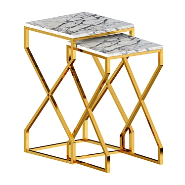 Stunning Gold Laser Cut Nesting Tables 3D model image 1 