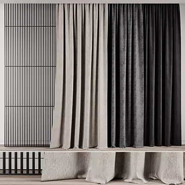 3-Piece Curtain Set with Track Partition 3D model image 1 