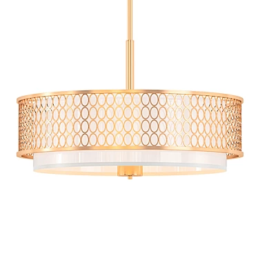 Luxurious Gold Drum Pendant Light 3D model image 1 