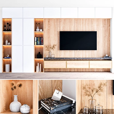 Sleek TV Stand: 500cm L x 40cm W x 300cm H 3D model image 1 