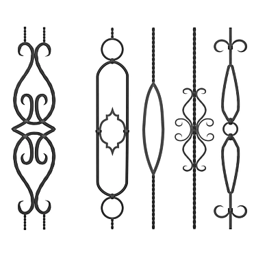 Elegant Wrought Iron Panel No.18 3D model image 1 