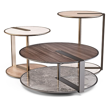 Giorgetti Meda: Clamp Metallic Coffee & Side Tables 3D model image 1 