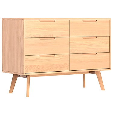 Jenson Oak Wide Chest of Drawers 3D model image 1 