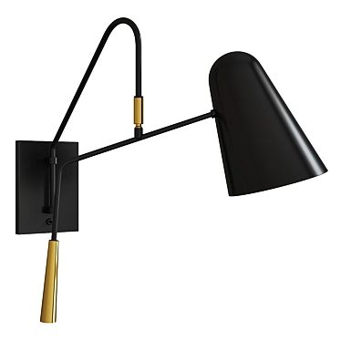 Elegant Midnight Black Simon Wall Sconce 3D model image 1 