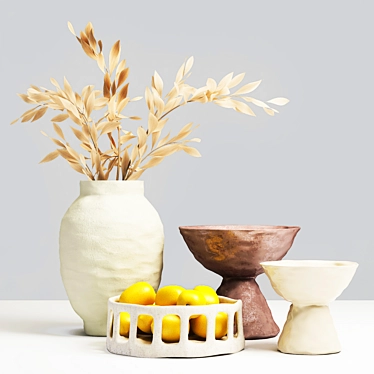 Decorative set of vases with lemons.