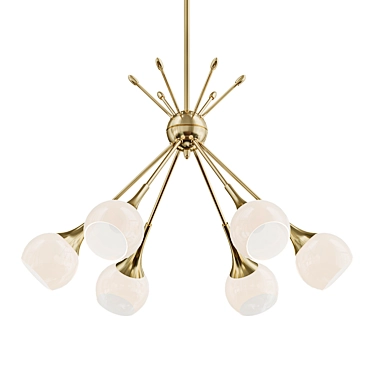 Elegant Mid-Century Gold Chandelier 3D model image 1 