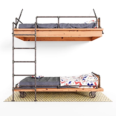 Kids Loft Bunk Bed with Bedding 3D model image 1 