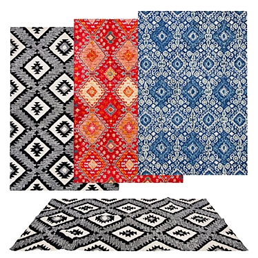 Versatile Set of 6 3D Rugs 3D model image 1 