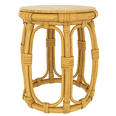 Title: Natural Rattan Accent Table 3D model image 1 