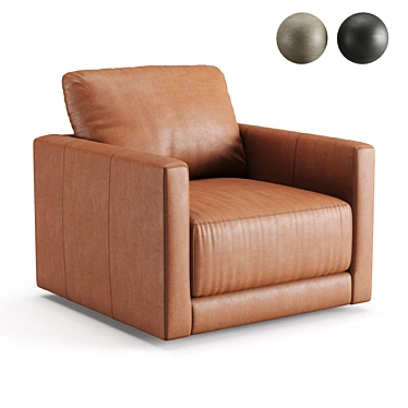 Petite Leather Swivel Chair 3D model image 1 