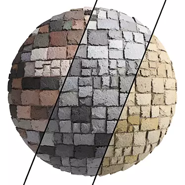 3 Color Stone Wall Material Pack 3D model image 1 