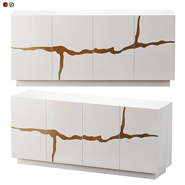 Art Deco White/Gold Sideboard: Cesis 3D model image 1 