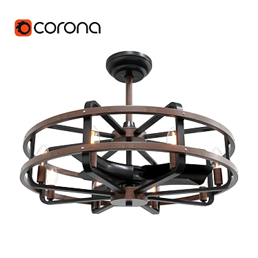 Rustic Ironwood Ceiling Fan 3D model image 1 