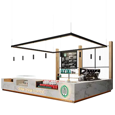 Coffee Shop Counter with Equipment and Decor 3D model image 1 