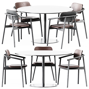 Elegant Sol D1300 Table & Klara Armrest Chair 3D model image 1 