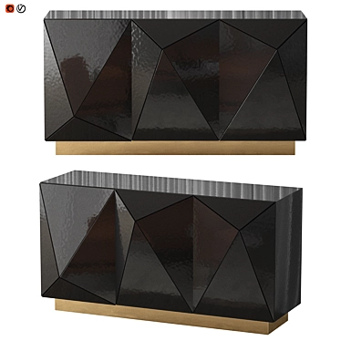 Reflective Elegance: Gold/Black Art Deco Sideboard 3D model image 1 