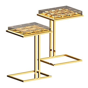 Gilded Gingko Cocktail Table: A Stunning Piece of Art 3D model image 1 