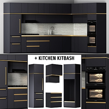 Versatile Kitchen Set: Samsung Appliances & Modern Cabinets 3D model image 1 