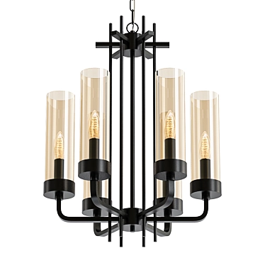 Elegant Black Pendant Chandelier 3D model image 1 