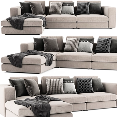 Soho Blanche Sectional: Sleek Design & Ottoman 3D model image 1 