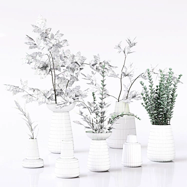 Greenery Bliss: Vases of Natural Elegance 3D model image 1 