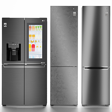 LG Refrigerator Set 6: Side-by-Side, DoorCooling+, & Freezer 3D model image 1 