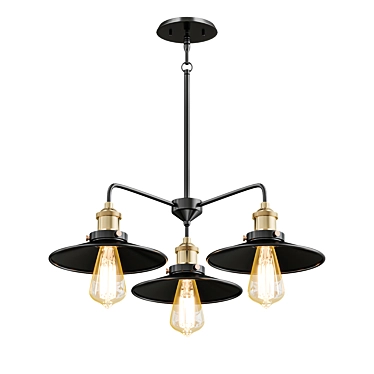 Industrial Black Metal Chandelier 3D model image 1 