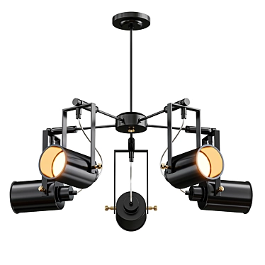 Modern Black Metal Chandelier: Retro Style Pendant Lighting 3D model image 1 