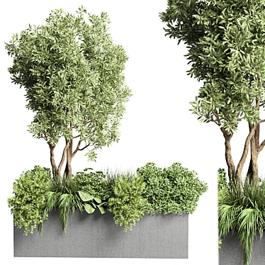 Outdoor Garden Concrete Vase Collection 3D model image 1 