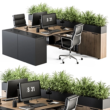 Modern Employee Office Furniture Set 3D model image 1 