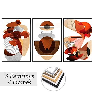 Artistic Framed Wall Paintings Set 3D model image 1 