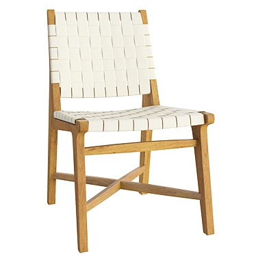 Elegant White Woven Leather Chair 3D model image 1 