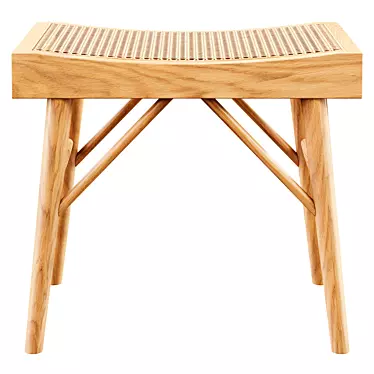 Zara Home Wood and Rattan Bench - Small 3D model image 1 