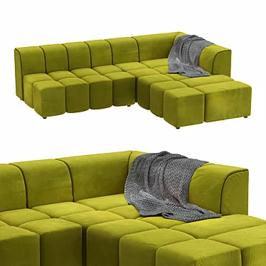 Sleek Olive Corner Sofa 3D model image 1 