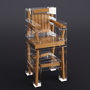 Elegant Wood & Glass Chair 3D model image 1 