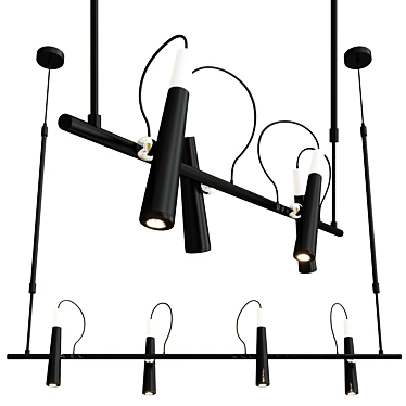 Sleek Black LED Pendant Light 3D model image 1 