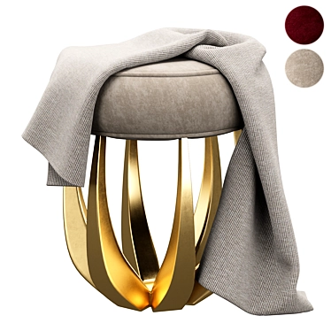 Luxury Betty Stool with Plush Blanket 3D model image 1 