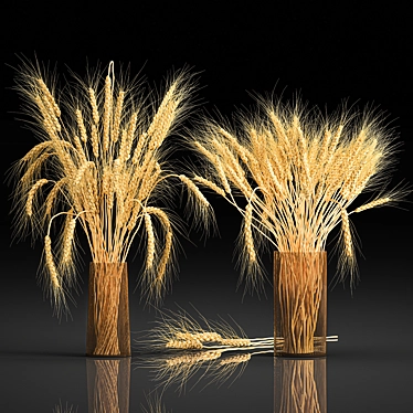 Elegant Wheat Spikelet Bouquet 3D model image 1 