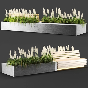 Sleek Steel Bench 3D model image 1 