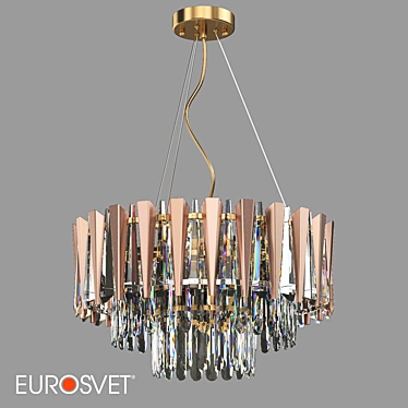 Golden Crystal Pendant Chandelier by Bogate's 3D model image 1 