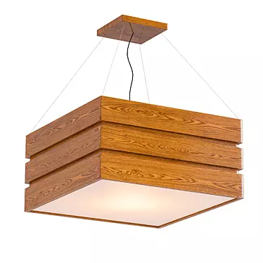 Rustic Wood Triple Square Pendant 3D model image 1 