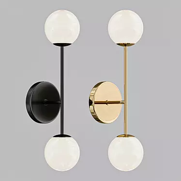 Contemporary 2-Light Ball Wall Sconce 3D model image 1 
