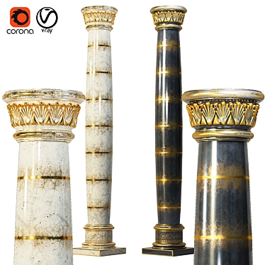 Elegant Classic Column: Black & Gold | White & Gold 3D model image 1 