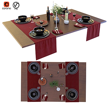 Sleek Dining Table Set 01 3D model image 1 